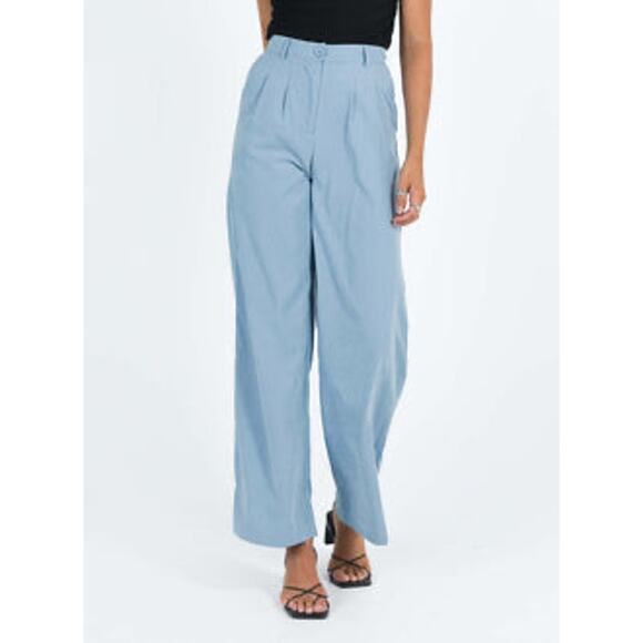 PRINCESS POLLY Archer Pants Dusty Blue Size 6 Soft Brushed Pleated $65 MSRP EUC - Picture 1 of 10